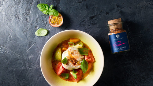 Rezept Spicy Burrata mit Tomate und Passionsfrucht