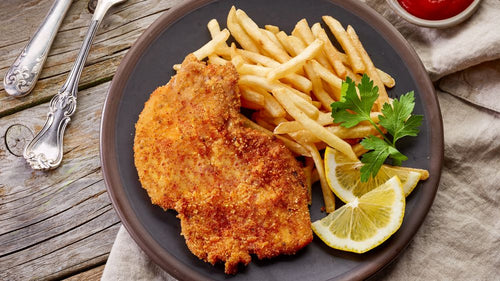 Rezept Schnitzel in der Heißluftfritteuse – knusprig leicht & würzig
