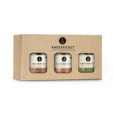 Gewürzset Bio von Ankerkraut, bestehend aus drei Korkengläsern in einer Geschenkbox.