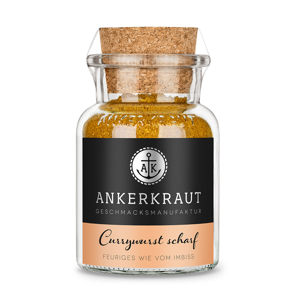 Currywurst, scharf | Entflammt Herz und Zunge | Ankerkraut Currywurst, scharf | Entflammt Herz und Zunge | Ankerkraut