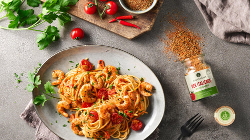 Rezept Spaghetti mit Garnelen und Tomaten-Sahne-Soße