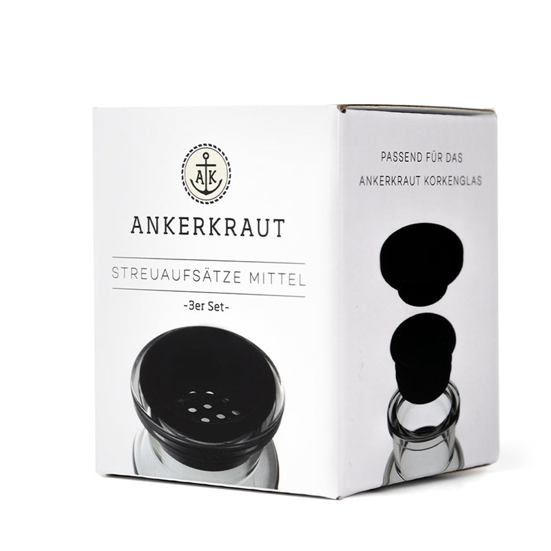 Korkenglas Streuaufsatz, 3er-Set mittlere Lochgröße