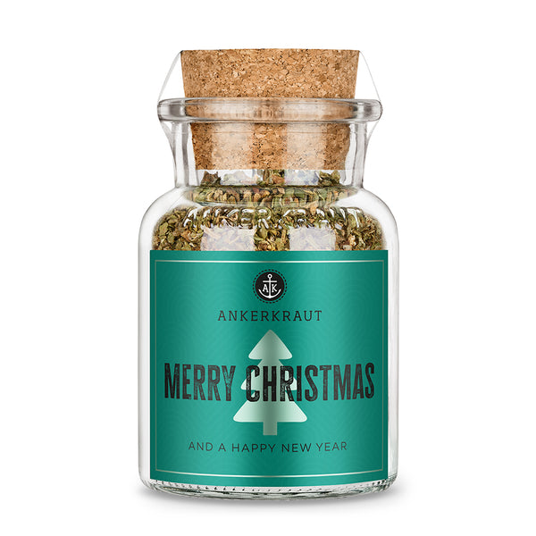 Korkenglas mit grünem Etikett