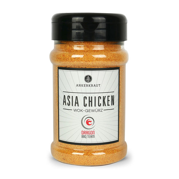 Ankerkraut Asia Chicken im Gewürzstreuer vor weißem Hintergrund.