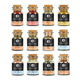 Die Korkengläser des Best Of Ankerkraut 4 Sets nebeneinander auf weißem Hintergrund.