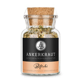 Bifteki Gewürz Kaufen von Ankerkraut im Korkenglas auf weißem Hintergrund.