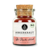 BIO Paprika von Ankerkraut im Korkenglas auf weißem Hintergrund.