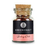 Birdseye Chili von Ankerkraut im Korkenglas auf weißem Hintergrund.