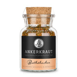 Brathähnchen Gewürz von Ankerkraut im Korkenglas auf weißem Hintergrund.
