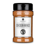 Chicken Wings Gewürz von Ankerkraut im Gewürzstreuer vor weißem Hintergrund.