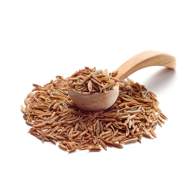 Kreuzkümmel Gewürz von Ankerkraut als Häufchen auf einem Gewürzlöffel.