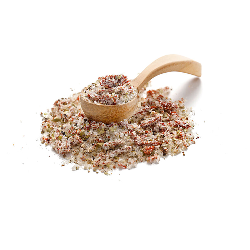 BIO Mediterranes Salz von Ankerkraut als Häufchen auf einem Gewürzlöffel.