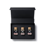 Pfeffer-Set von Ankerkraut mit drei Korkengläsern in der Draufsicht mit geöffnetem Deckel.