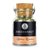 Rührei mit Kräutern von Ankerkraut im Korkenglas auf weißem Hintergrund.