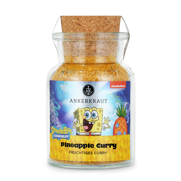 Ankerkraut Spongebob Curry im Korkenglas auf weißem Hintergrund.