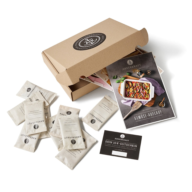 Starter Probier-Set auf weißem Hintergrund.