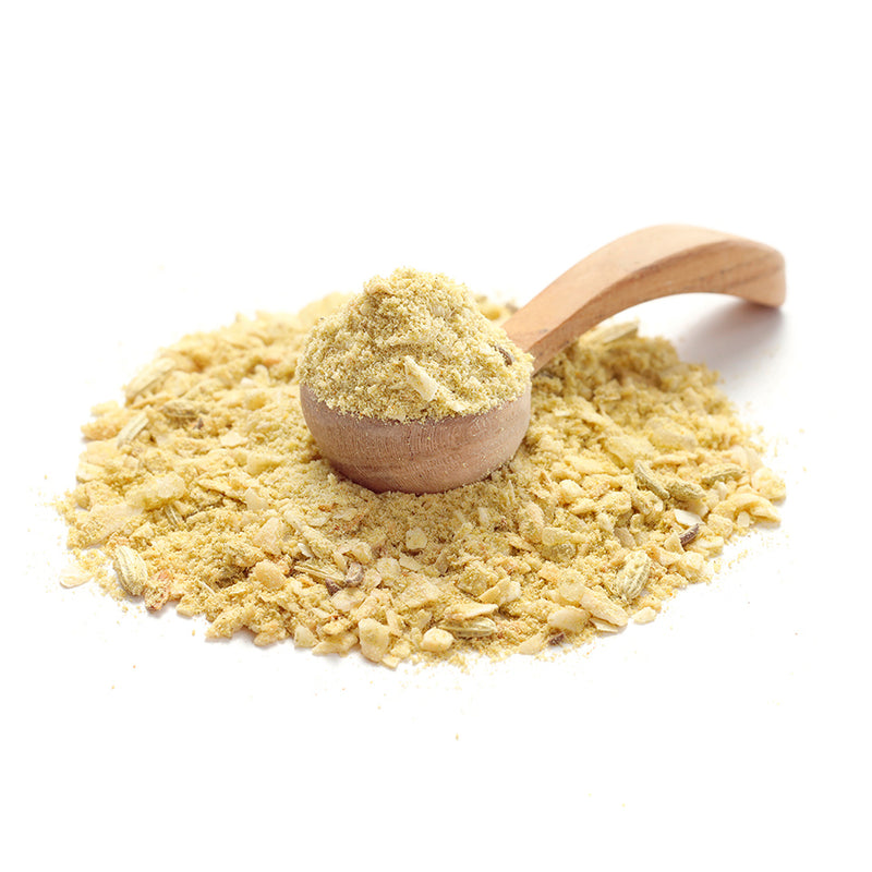 Vadouvan Gewürz von Ankerkraut als Häufchen auf einem Gewürzlöffel.