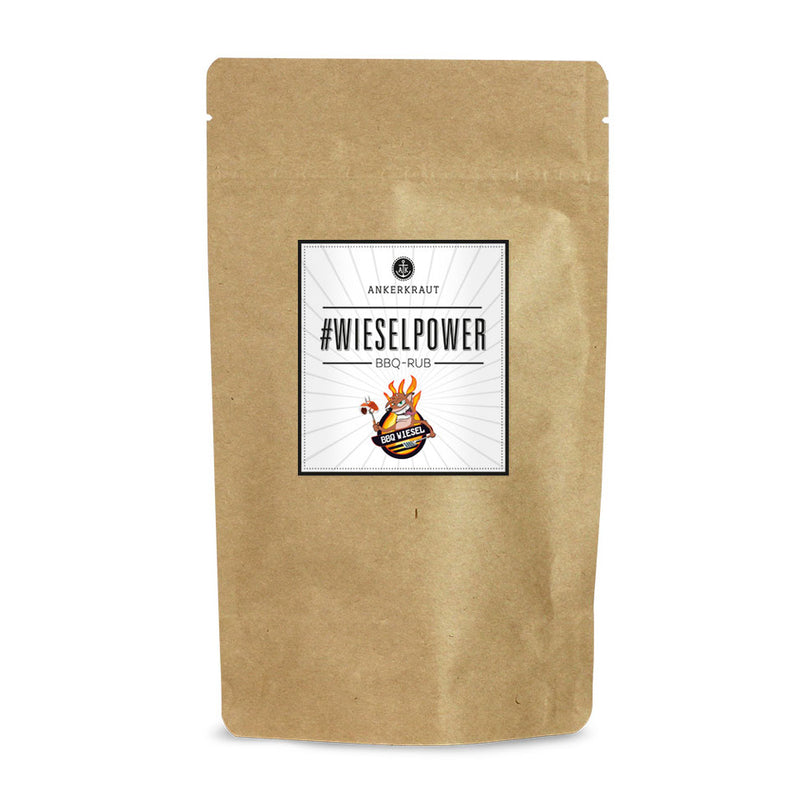 Ankerkraut Wieselpower BBQ-Rub im großen Nachfüllbeutel zum wieder verschließen.